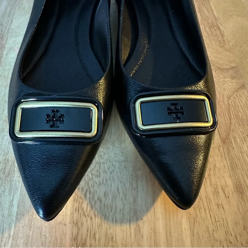 Tory Burch Georgia Pointed Toe Flat Black Shoes